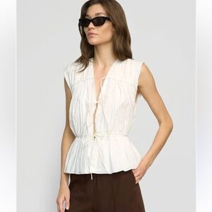 Modern Citizen Neha Tie-Front Organic Cotton Blouse, Small